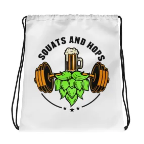 Squats and Hops Drawstring bag