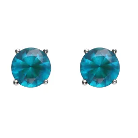 Sterling Silver Blue Topaz Cubic Zirconia Round Earrings