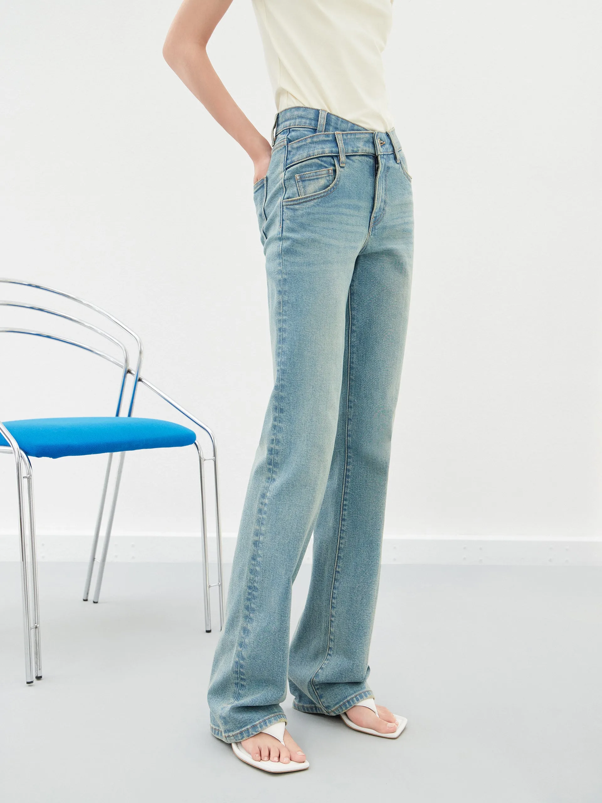 Straight Leg Denim Jeans