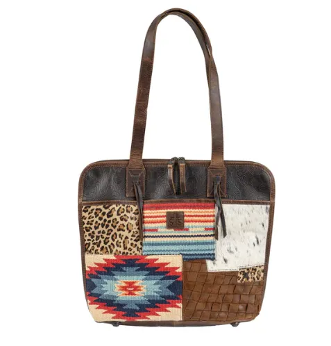 STS Ranchwear Chaynee Mountain Patchwork Cowhide Hair-On Conceal Carry Laptop Tote STS33223