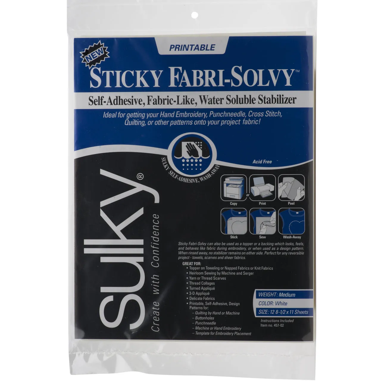 Sulky Sticky Fabri-Solvy Stabilizer - White