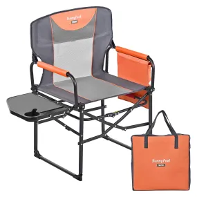 SUNNYFEEL Oversized Camping Directors Chair, Portable Folding Lawn Chairs for Adults Heavy Duty with Side Table,Pocket for Beach, Fishing,Picnic,Concert,Tailgating，Outdoor Foldable Camp Chair