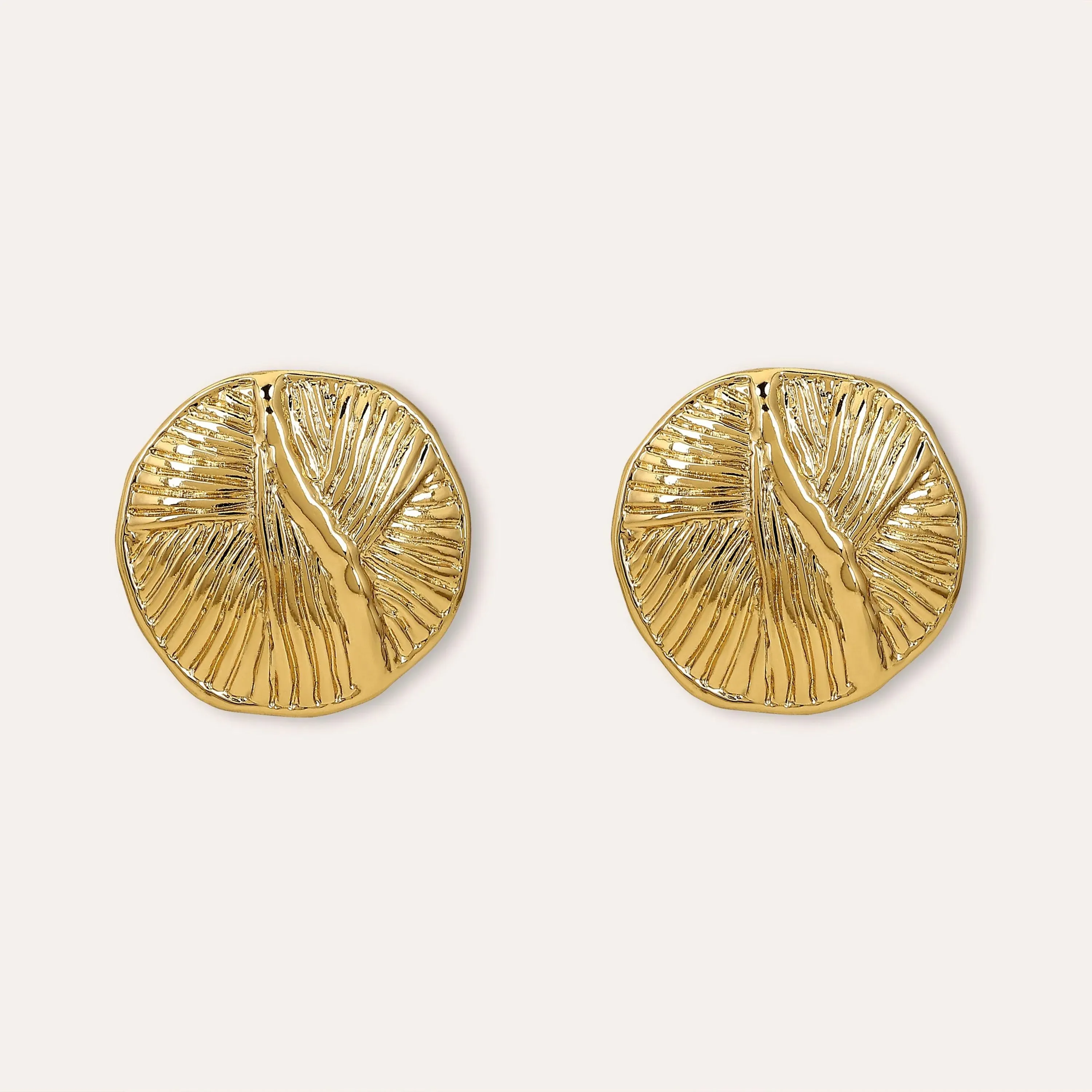 TFC Roundy Round Gold Plated Stud Earrings