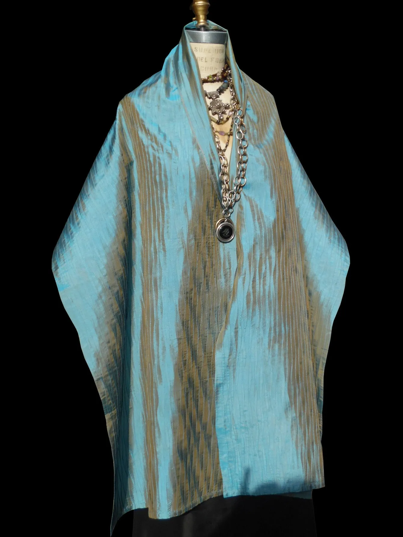 Thai Silk Pintuck Pleated Shawl Copper