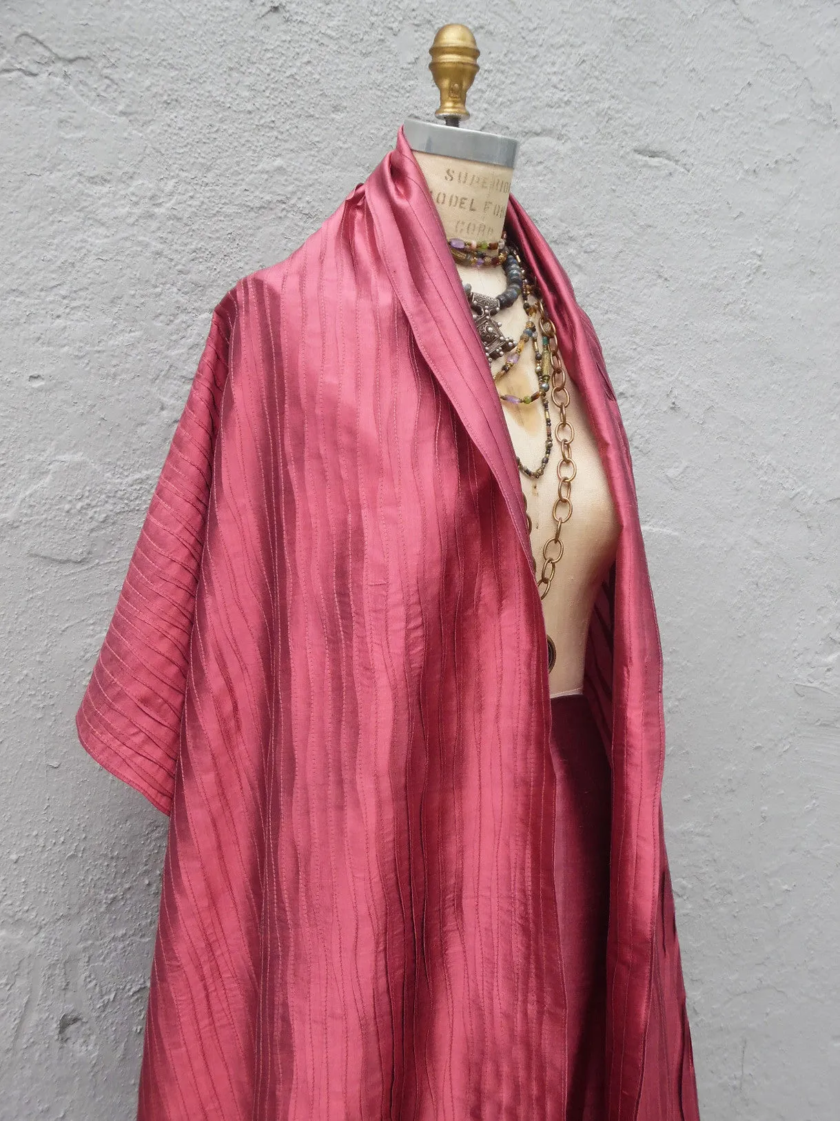 Thai Silk Pintuck Pleated Shawl Copper