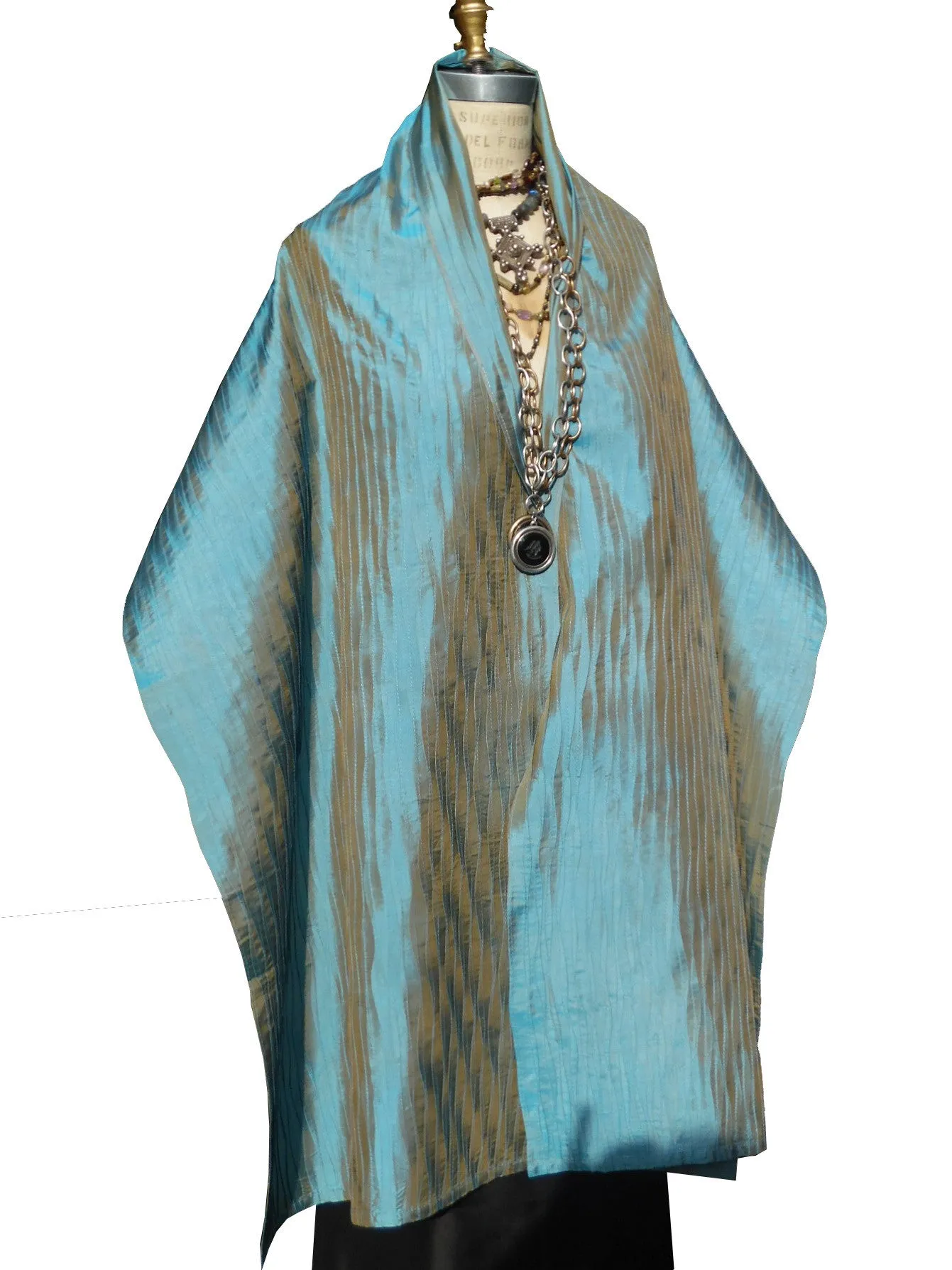 Thai Silk Pintuck Pleated Shawl Copper