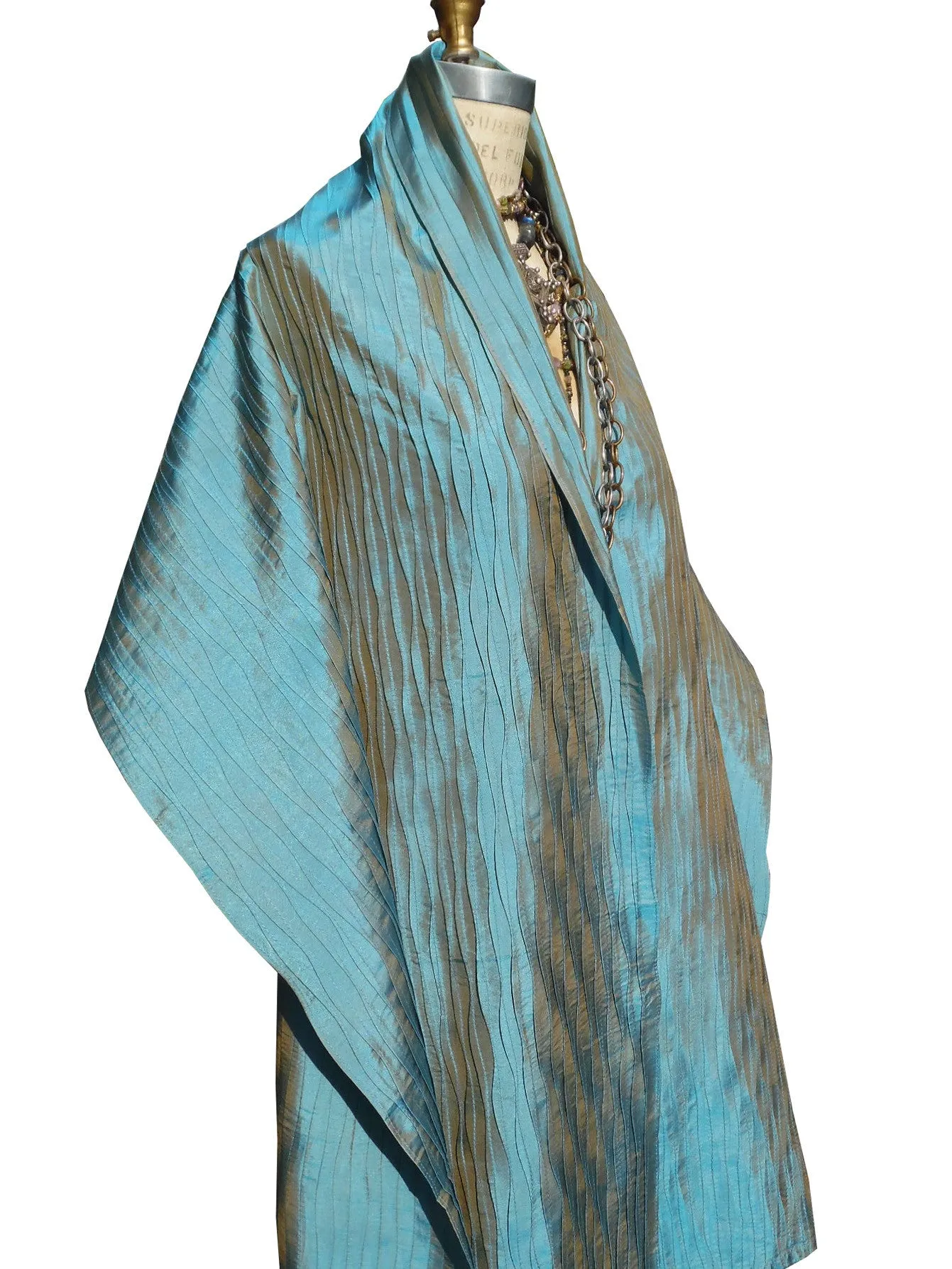 Thai Silk Pintuck Pleated Shawl Copper