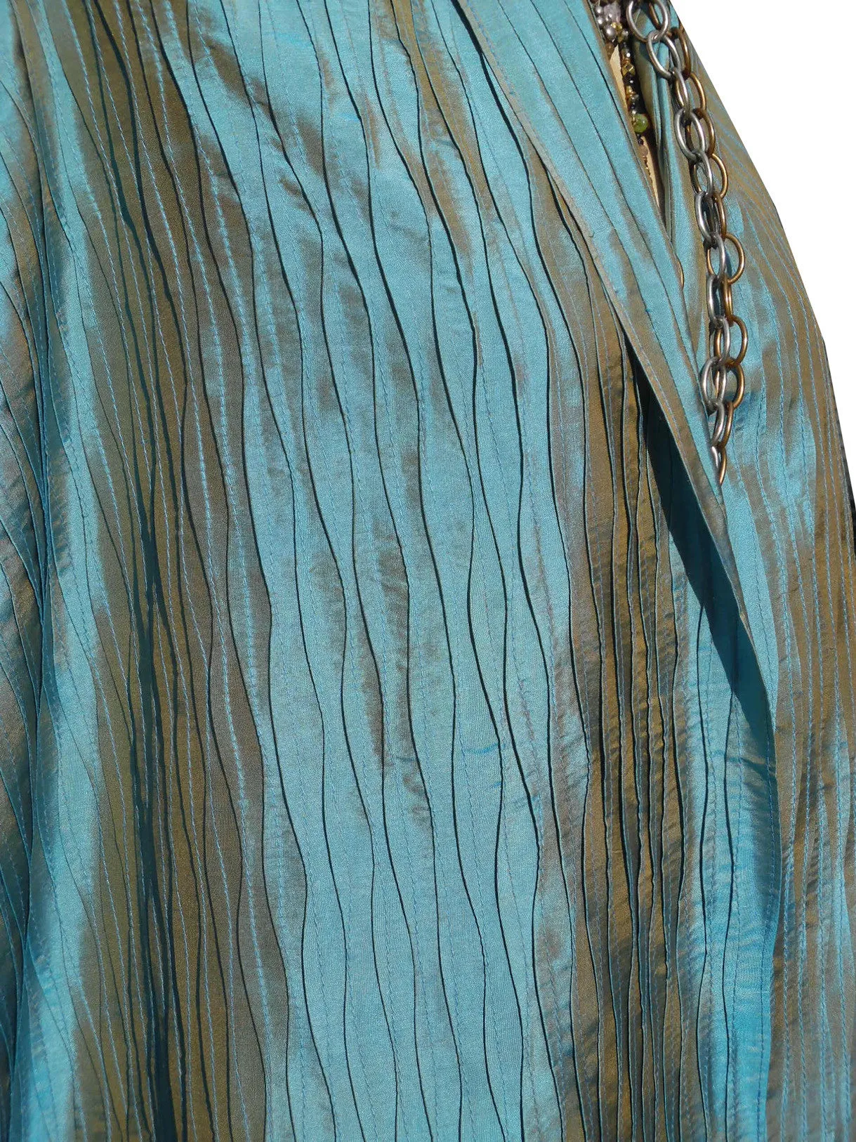 Thai Silk Pintuck Pleated Shawl Penny Blue