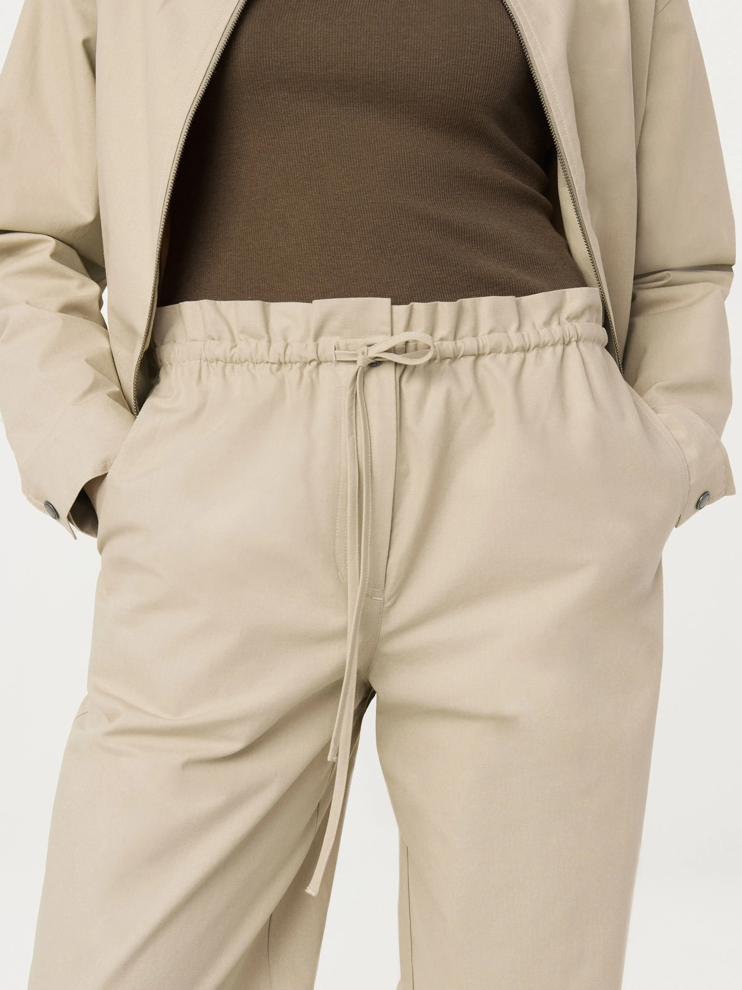 The Annie Paper Bag Loose Pant in Light Beige