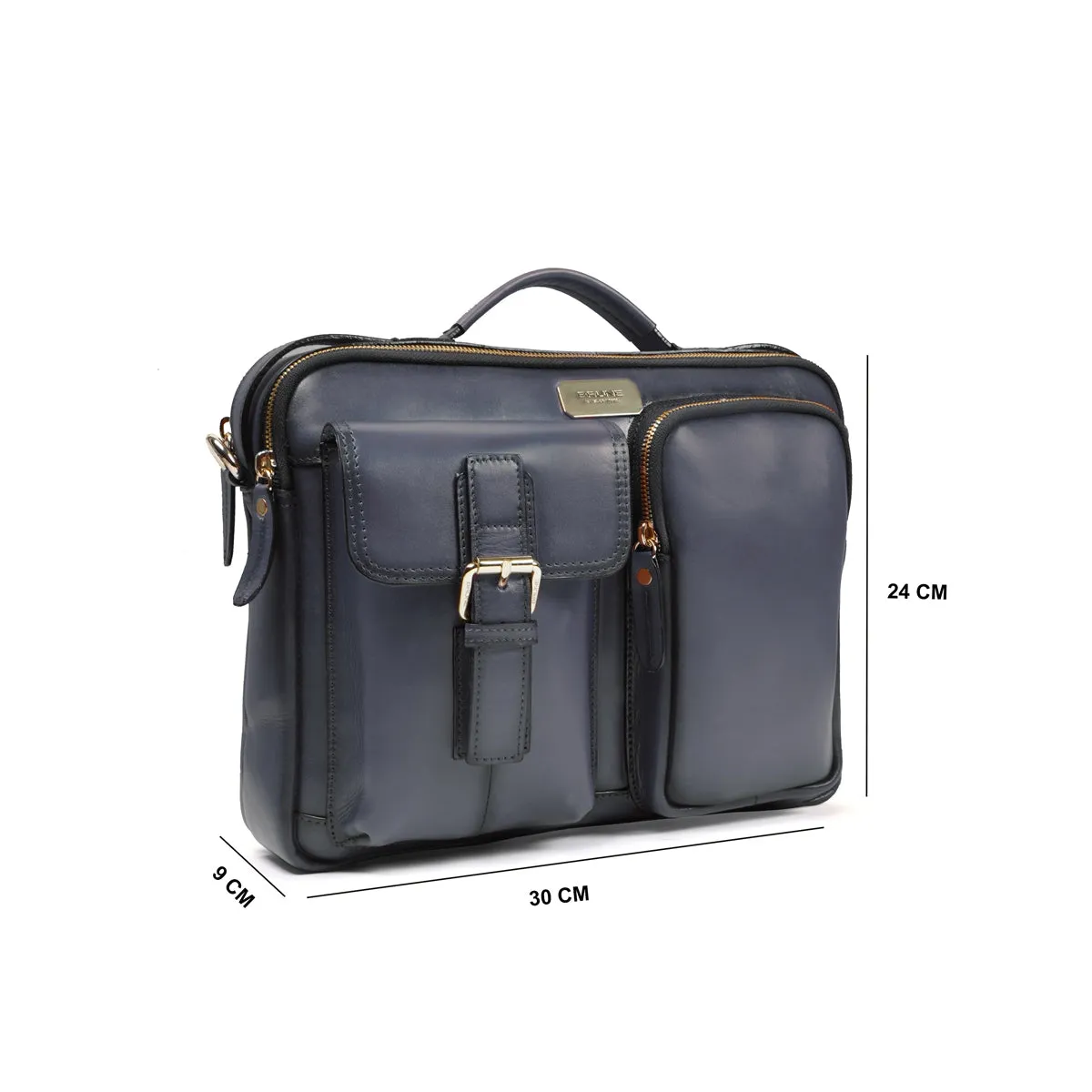 The Modern Quick Grey Office Briefcase With Extra Compartment By Brune & Bareskin