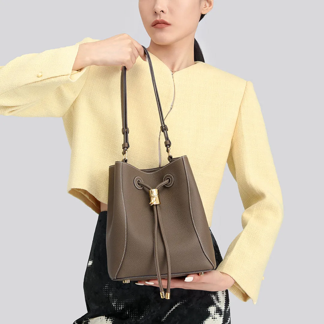 TIANQINGJI Handmade TOGO Leather Shoulder Bucket Bag