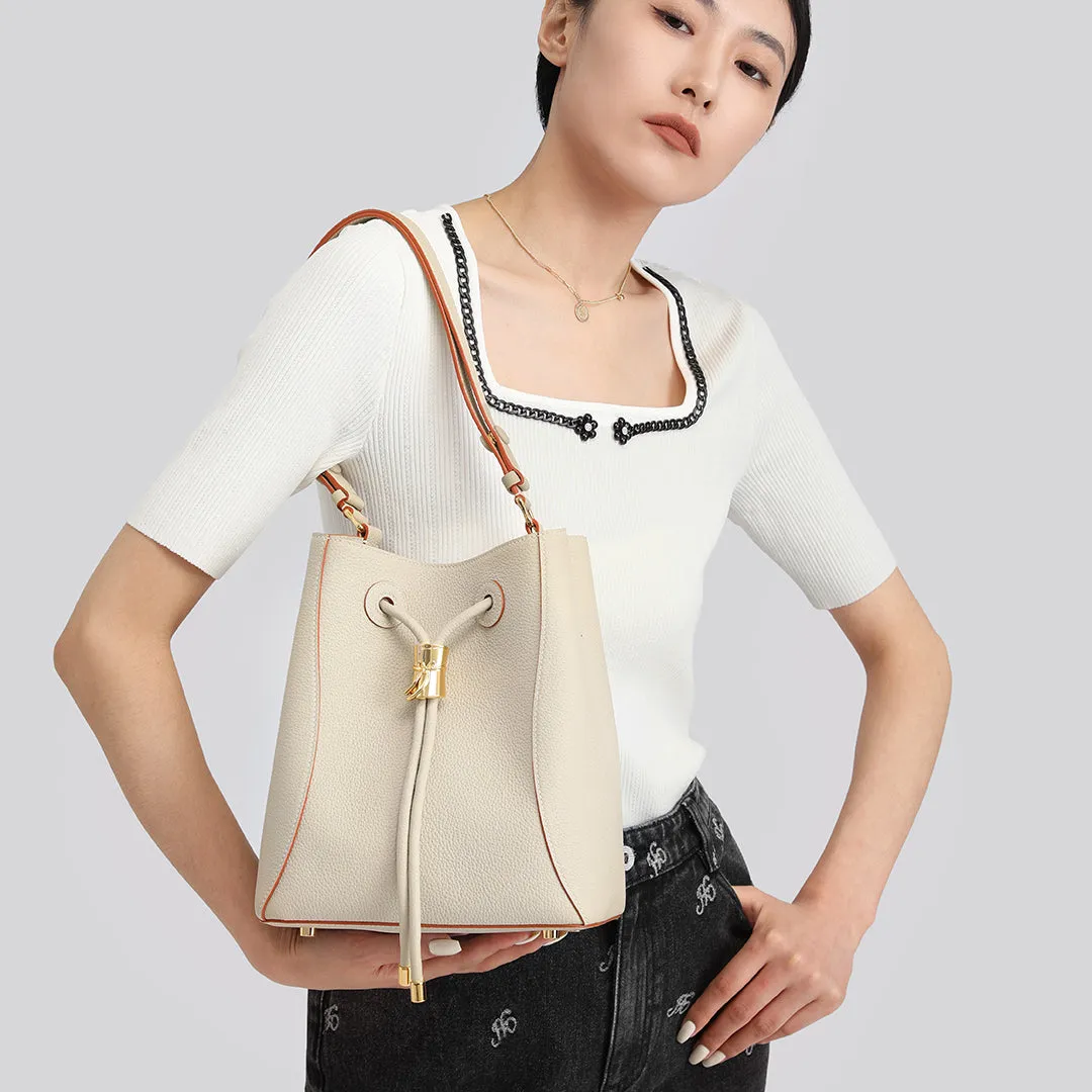 TIANQINGJI Handmade TOGO Leather Shoulder Bucket Bag