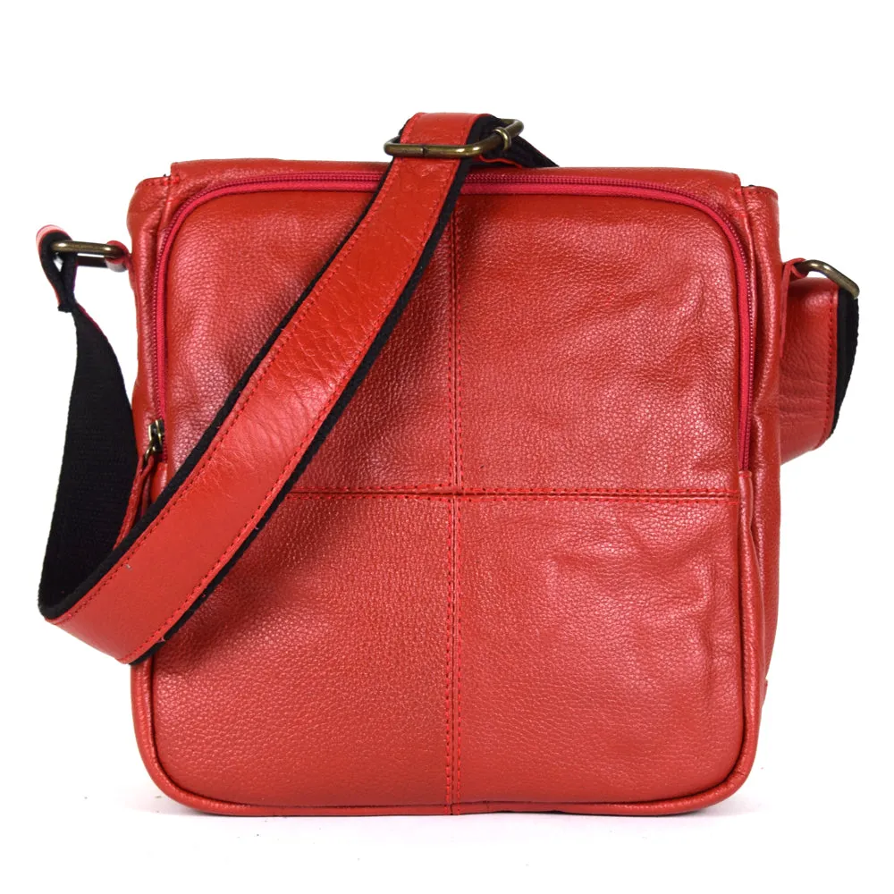 Urban Messenger Bag in Red Leather