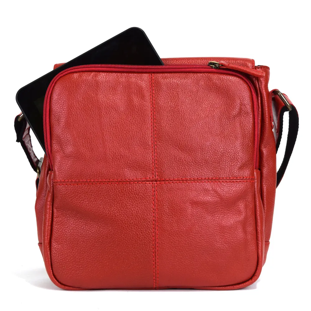 Urban Messenger Bag in Red Leather