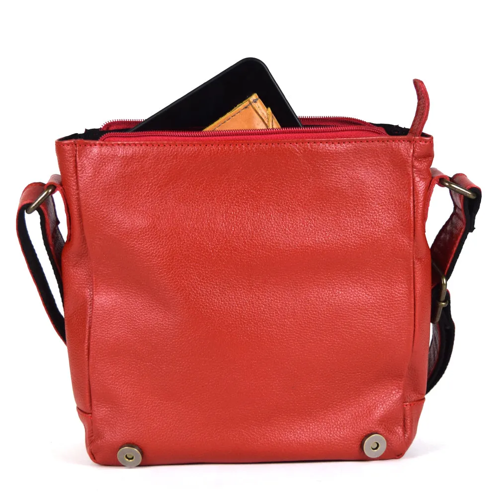 Urban Messenger Bag in Red Leather