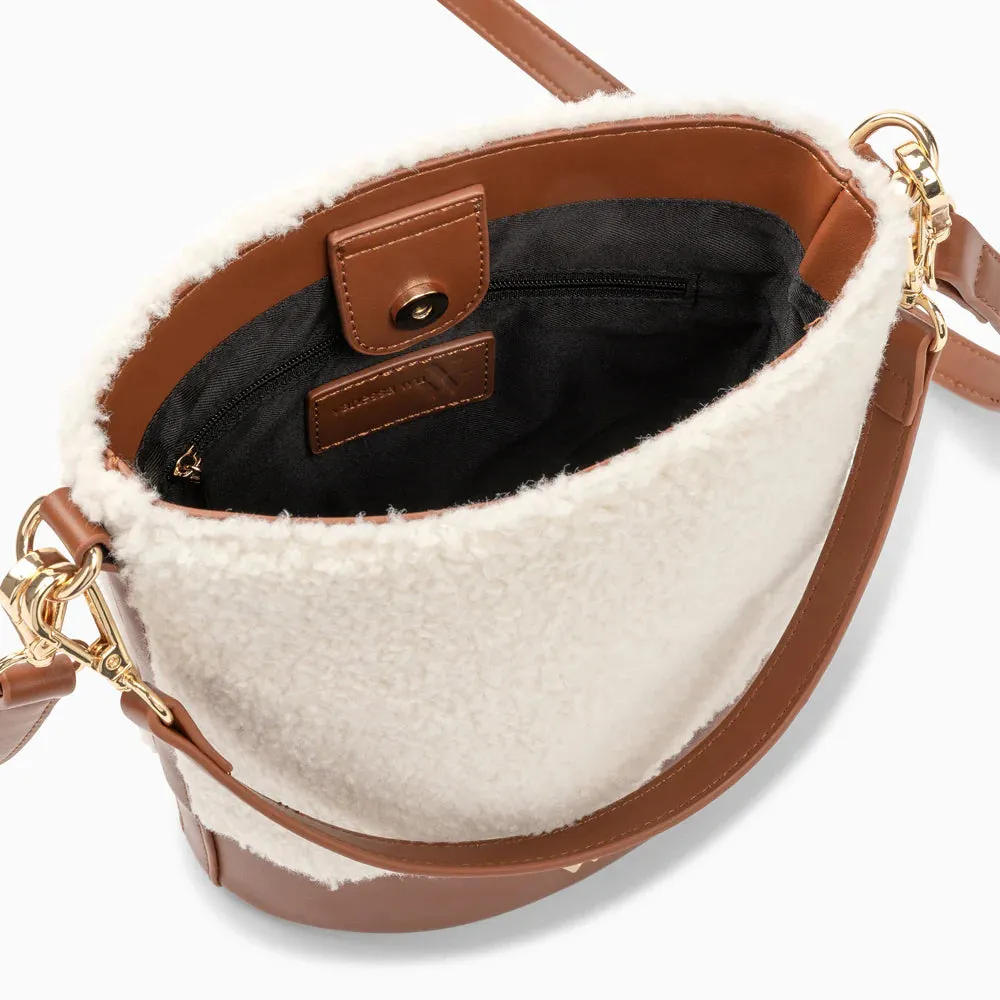 Vanessa Wu Milou Shearling Bucket Bag