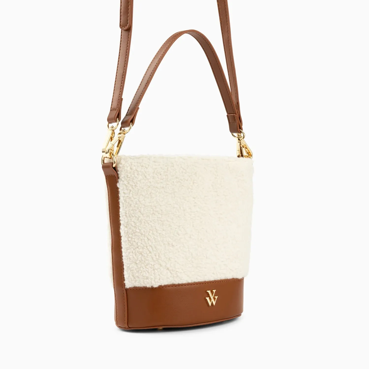 Vanessa Wu Milou Shearling Bucket Bag