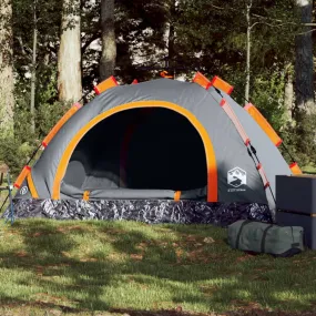 vidaXL Camping Tent 2-Person Grey and Orange Quick Release