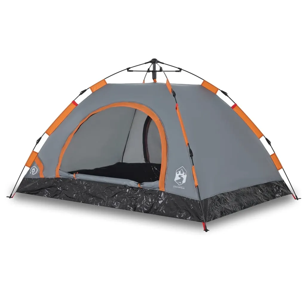 vidaXL Camping Tent 2-Person Grey and Orange Quick Release