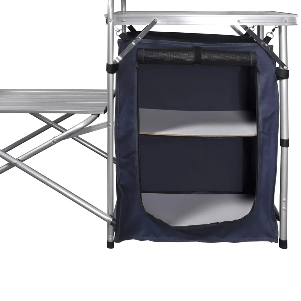 vidaXL Foldable Camping Kitchen Unit with Windshield Aluminum