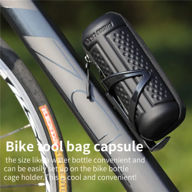 WEST BIKING 1.2L Bicycle EVA Hard Shell Water Bottle Bag With Bottle Cage(Rack A Black Bag)