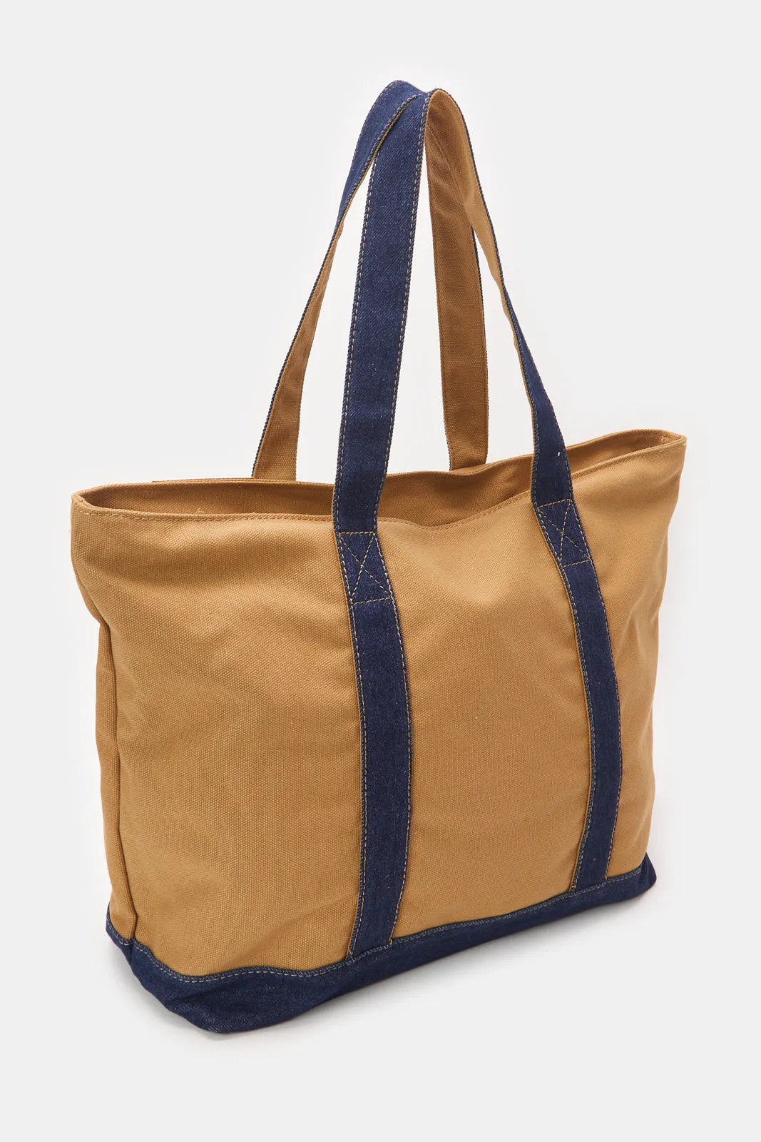 Women Beige Zipper Shopper