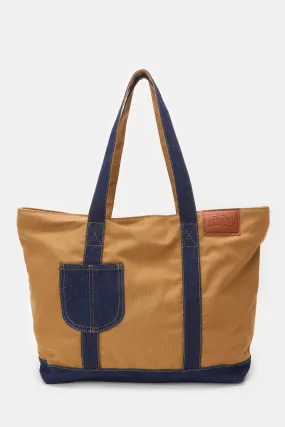 Women Beige Zipper Shopper