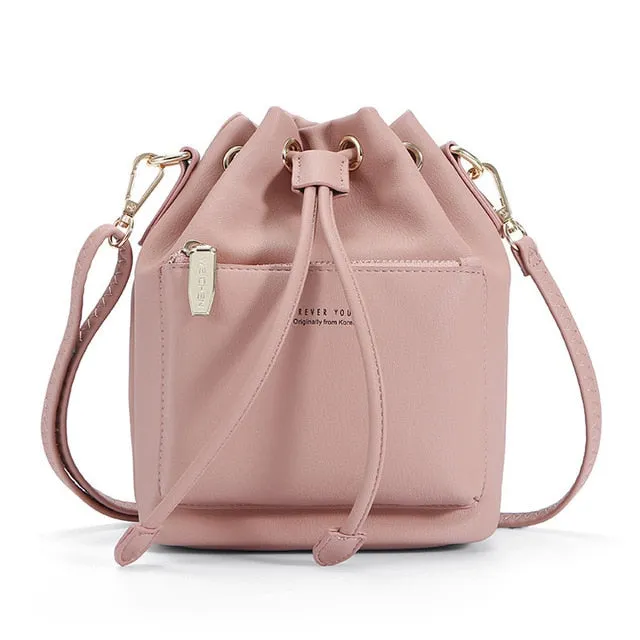 Women's Fashion Bucket Style Shoulder Bag with Drawstring