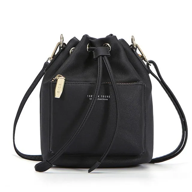 Women's Fashion Bucket Style Shoulder Bag with Drawstring