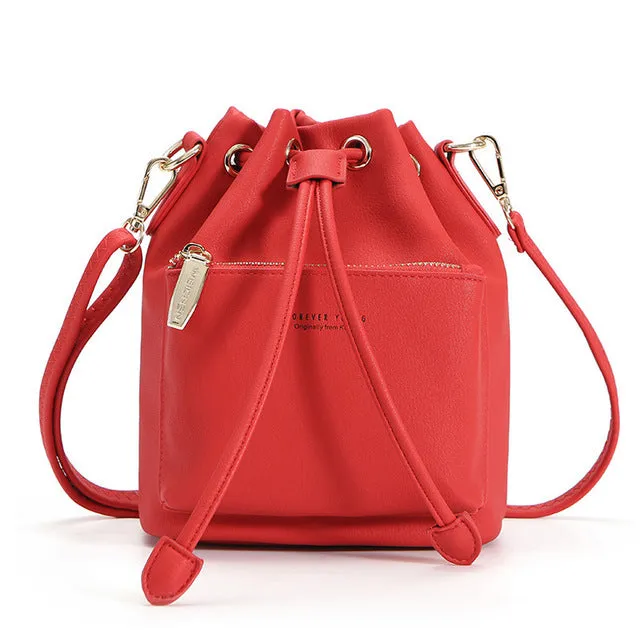 Women's Fashion Bucket Style Shoulder Bag with Drawstring