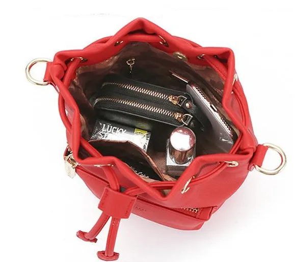 Women's Fashion Bucket Style Shoulder Bag with Drawstring