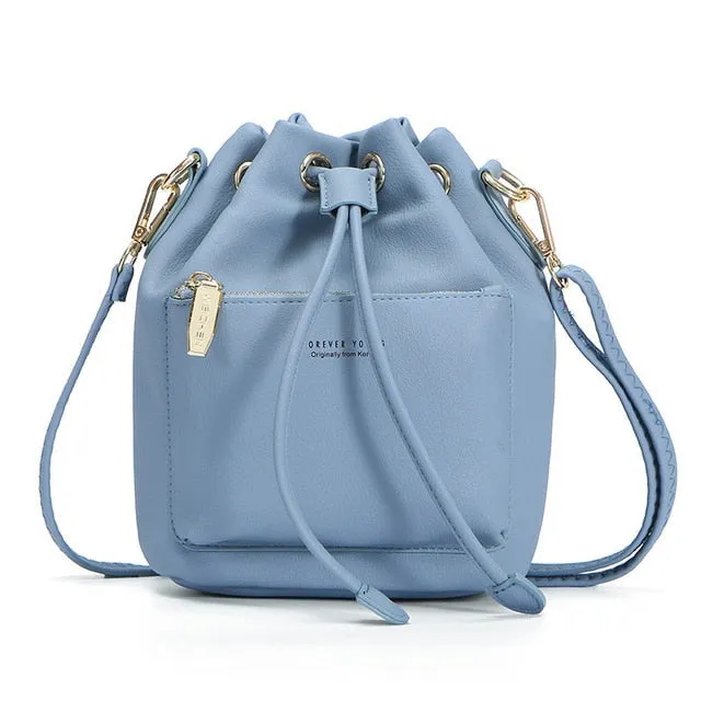 Women's Fashion Bucket Style Shoulder Bag with Drawstring