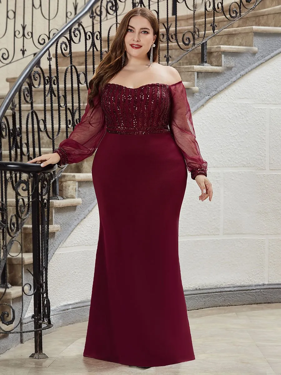 Women's Fashion Off Shoulder Sequin Wholesale Evening Dresses