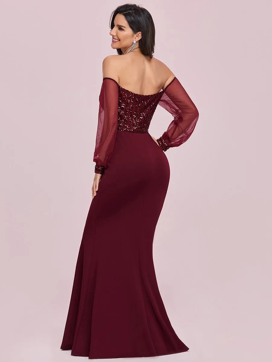 Women's Fashion Off Shoulder Sequin Wholesale Evening Dresses