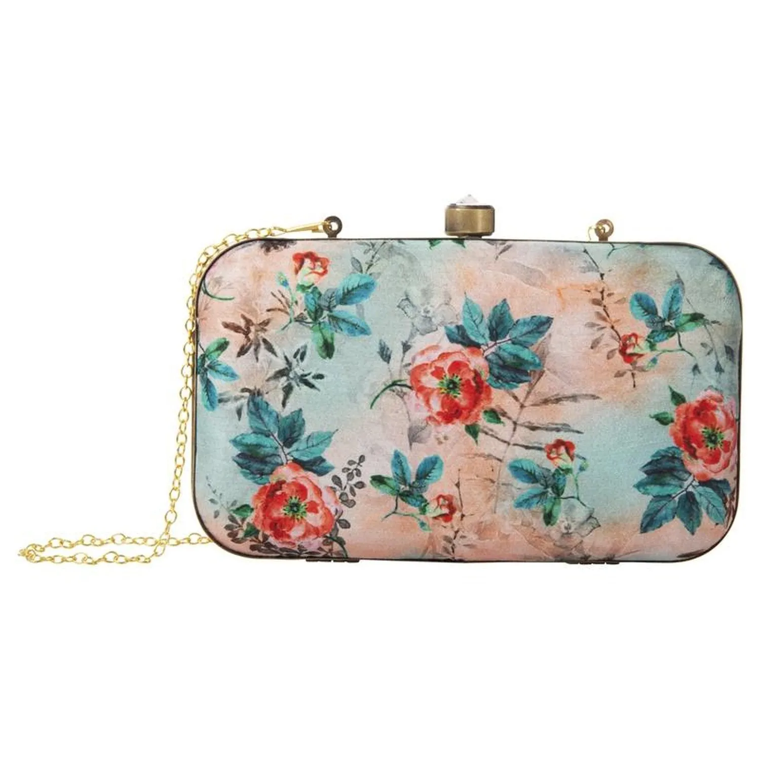 Women's Floral Party Wedding Clutch Purse with Chain