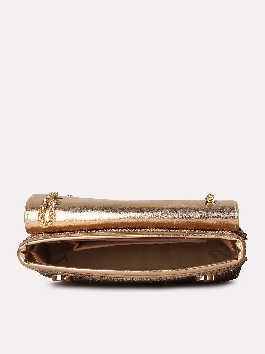 Womens Gold Embellished Sling Bag