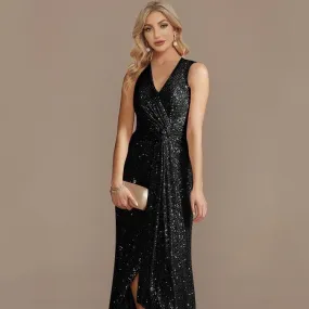 Women's Sequin Twisted Irregular Evening Dress