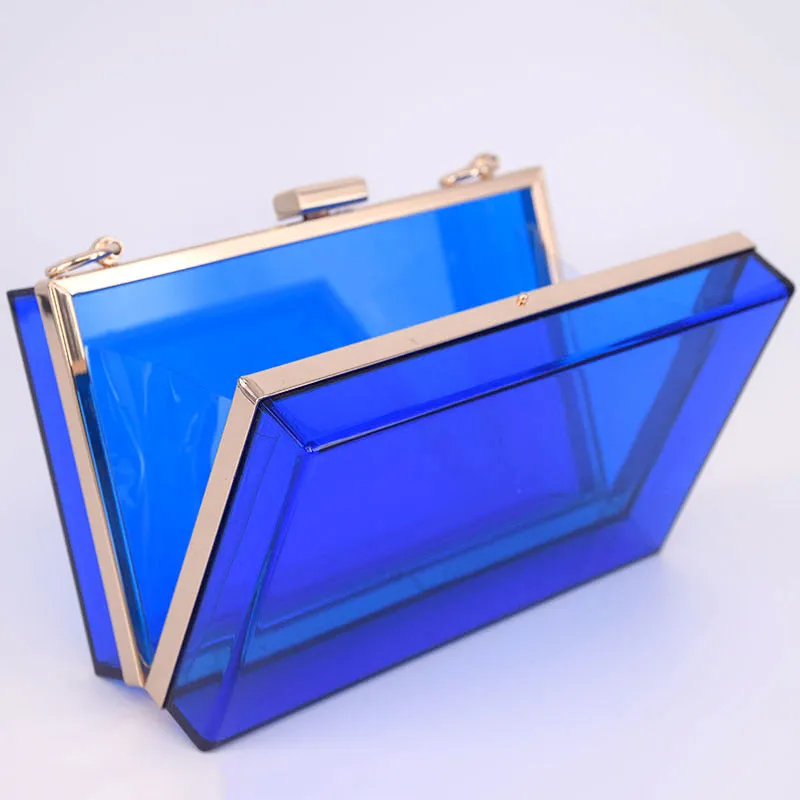 Womens Transparent Box Shoulder Bag Mini Square Chain Bag