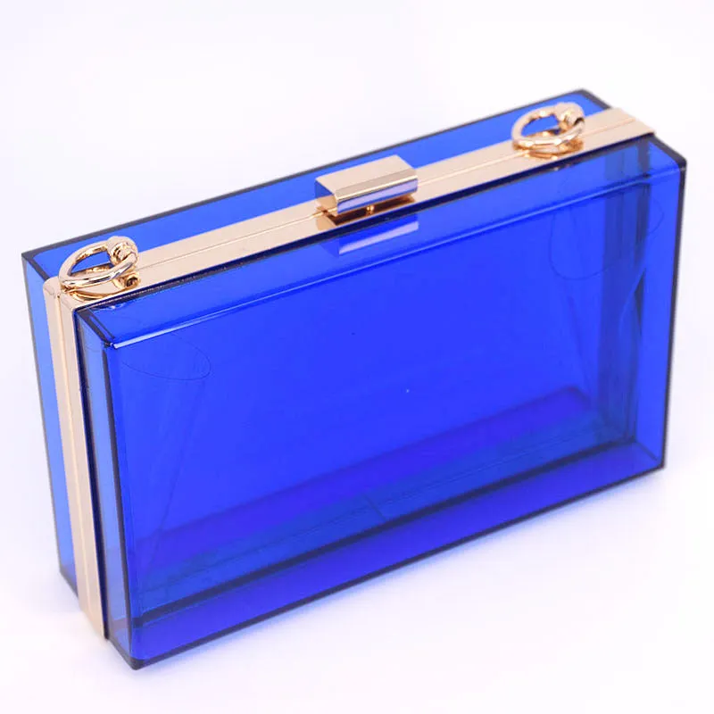 Womens Transparent Box Shoulder Bag Mini Square Chain Bag