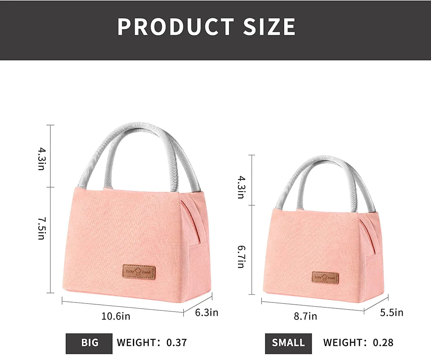 XIUKIBU Insulated Lunch Bag for Girls Teen Reusable Lunch Tote Box Bag Beach Travel Cooler Bag Pink