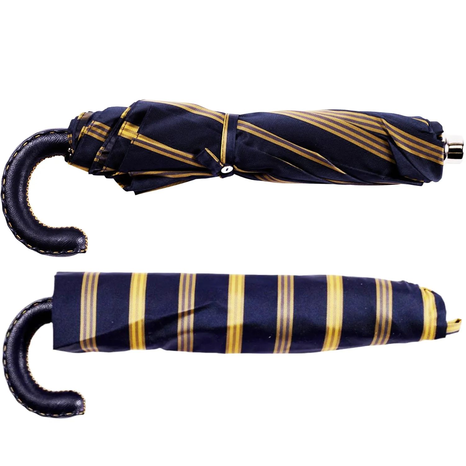 Yellow/Navy Stripe Travel with Leather Handle