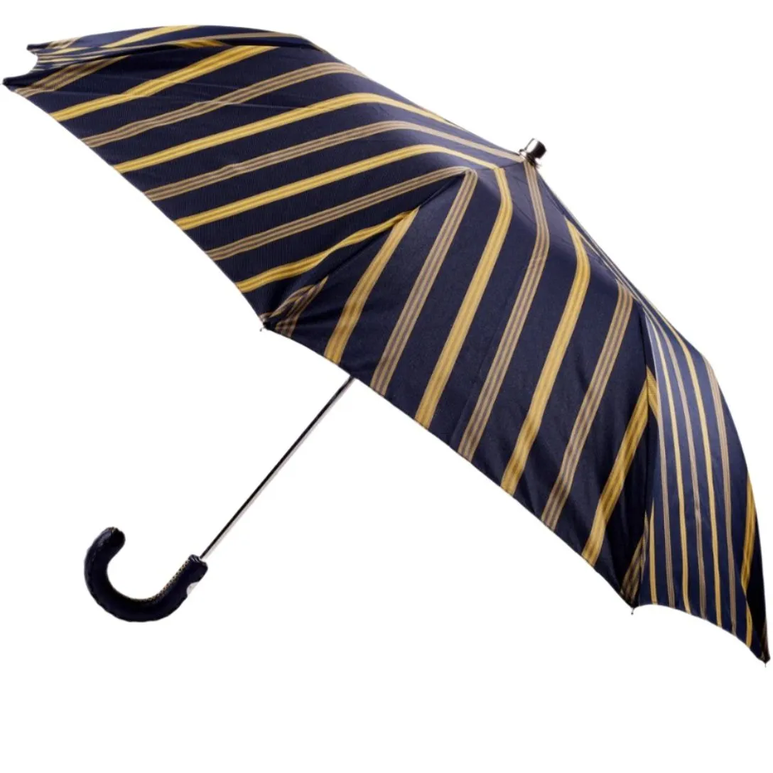 Yellow/Navy Stripe Travel with Leather Handle