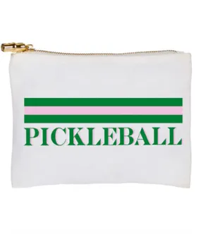 Zippered Flat Carry All  - PickleBall Green   Pink Stripe - Small